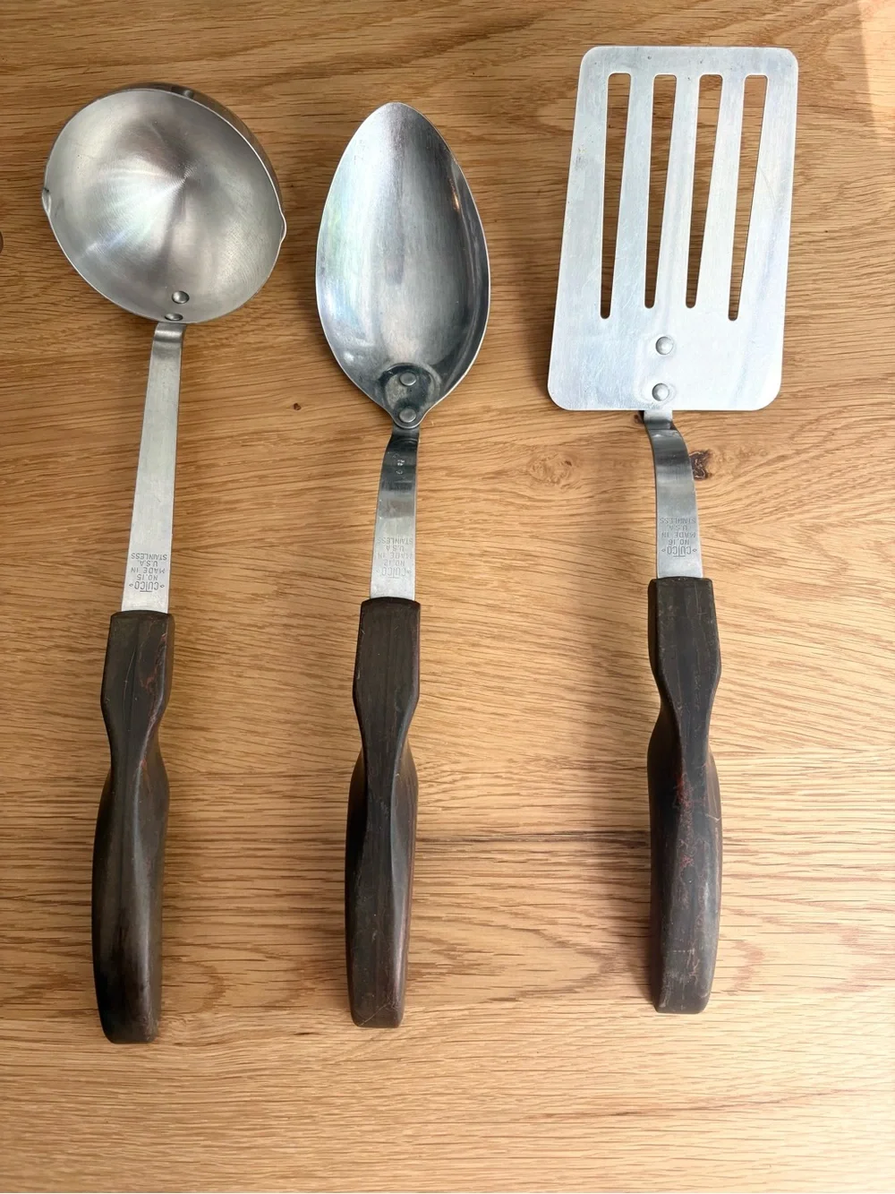 Cutco VINTAGE Stainless Steel Kitchen Utensil Set with Dark Wood Handles